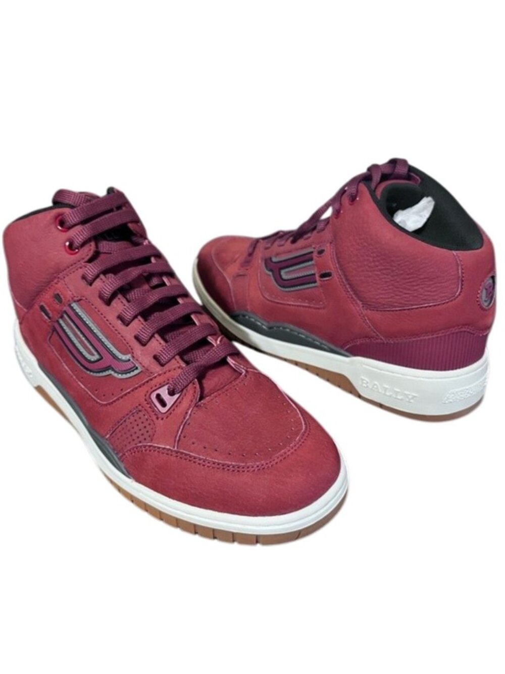 Bally King High Top Red Nubuck Sneakers NWT 8.5